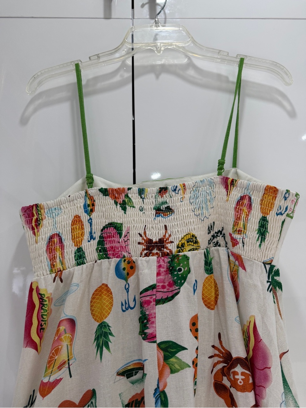 Tropical Print Maxi Sundress in White and Green - Picture 7 of 7